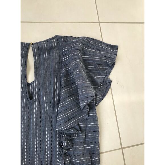 Mudpie Isla Romper Striped Ruffle Sleeve Drawstring - Picture 10 of 12